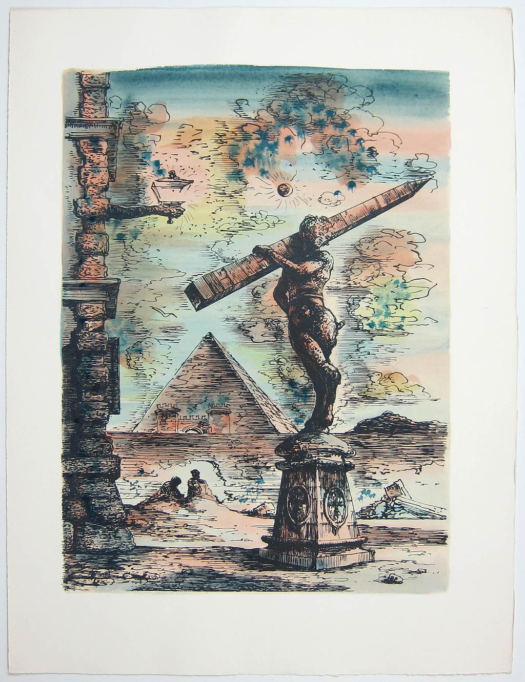 Eugene Berman - Viaggio in Italia - color lithograph - 1951 portfolio of lithographs and text